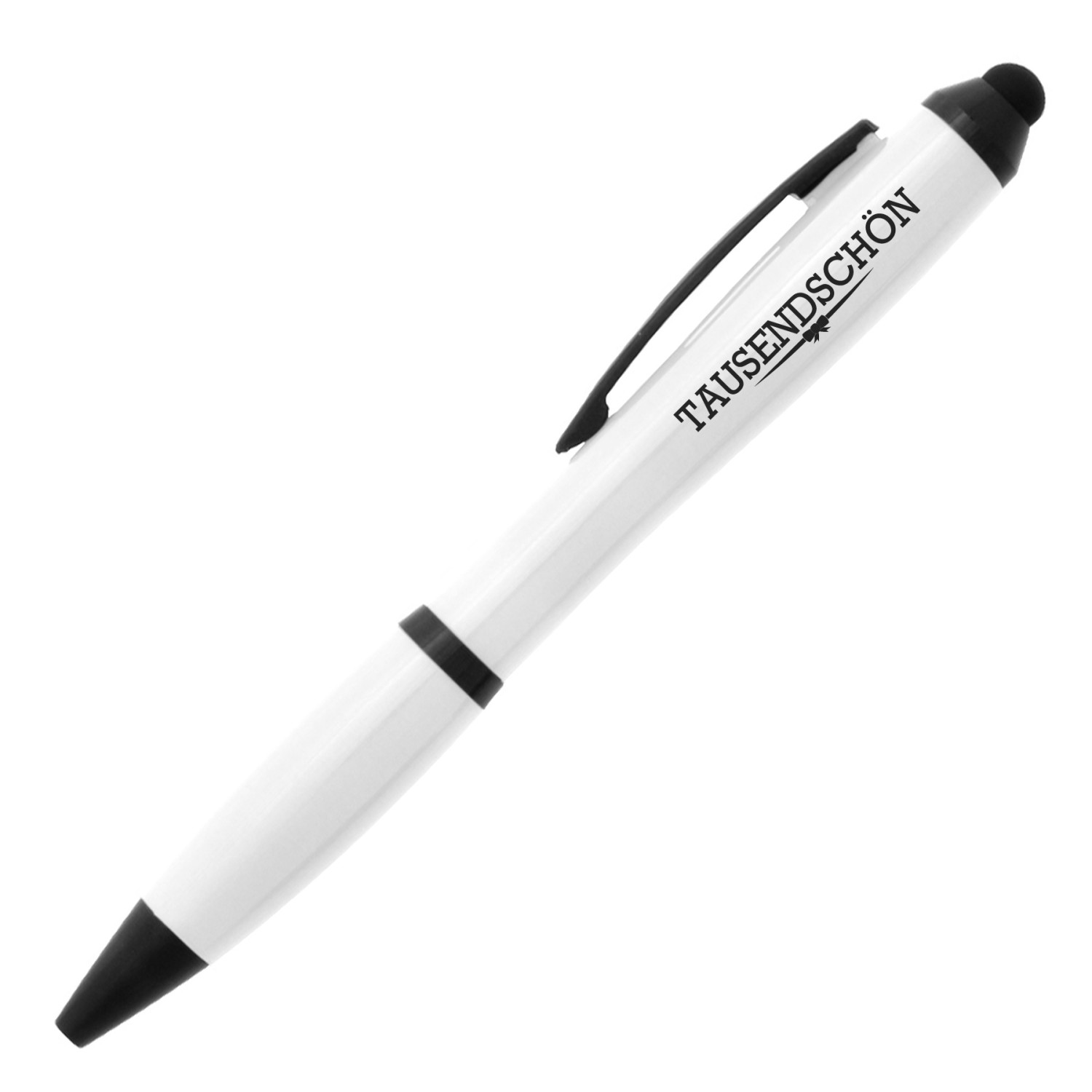 0. Foto Kugelschreiber Dynamic POP Touchpen mit Druck Logo Werbung 1-farbig (Gehäusefarbe: weiß)