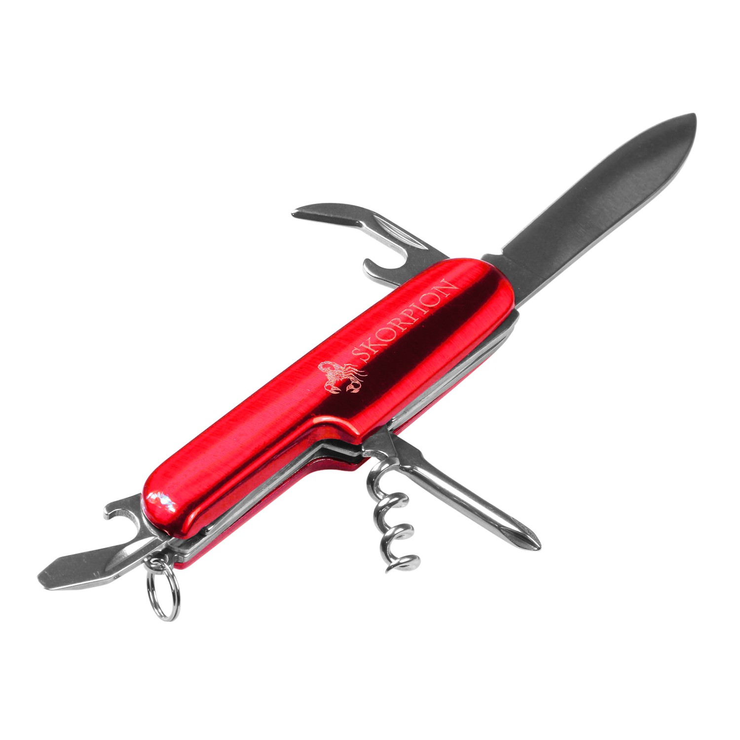 1. Foto Edles Messer Taschenmesser mit 7 Funktionen mit Gravur (Farbe: rot)