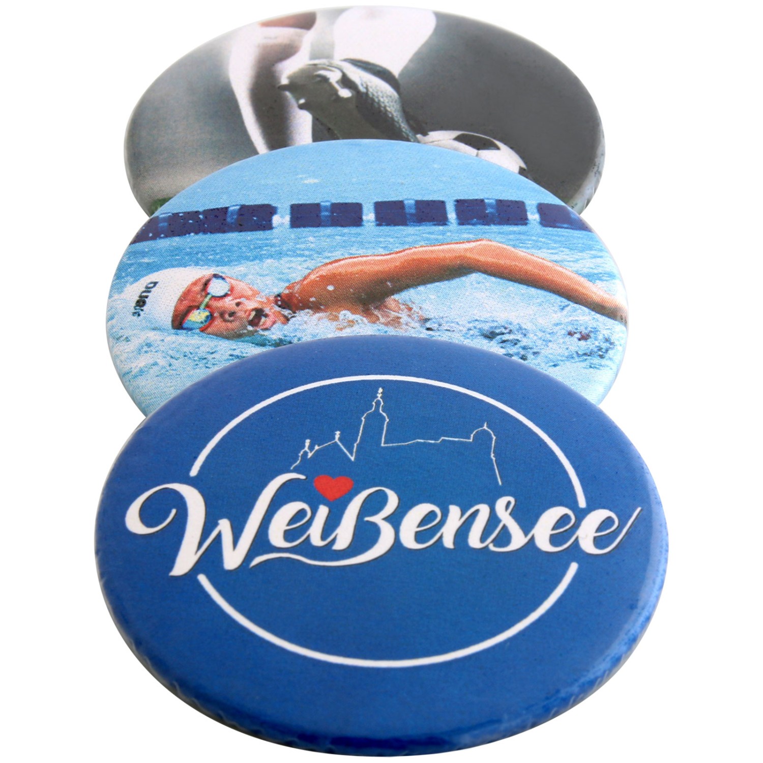 1. Foto Buttons mit Nadel bedrucken 56 mm rund Button Druck Logo