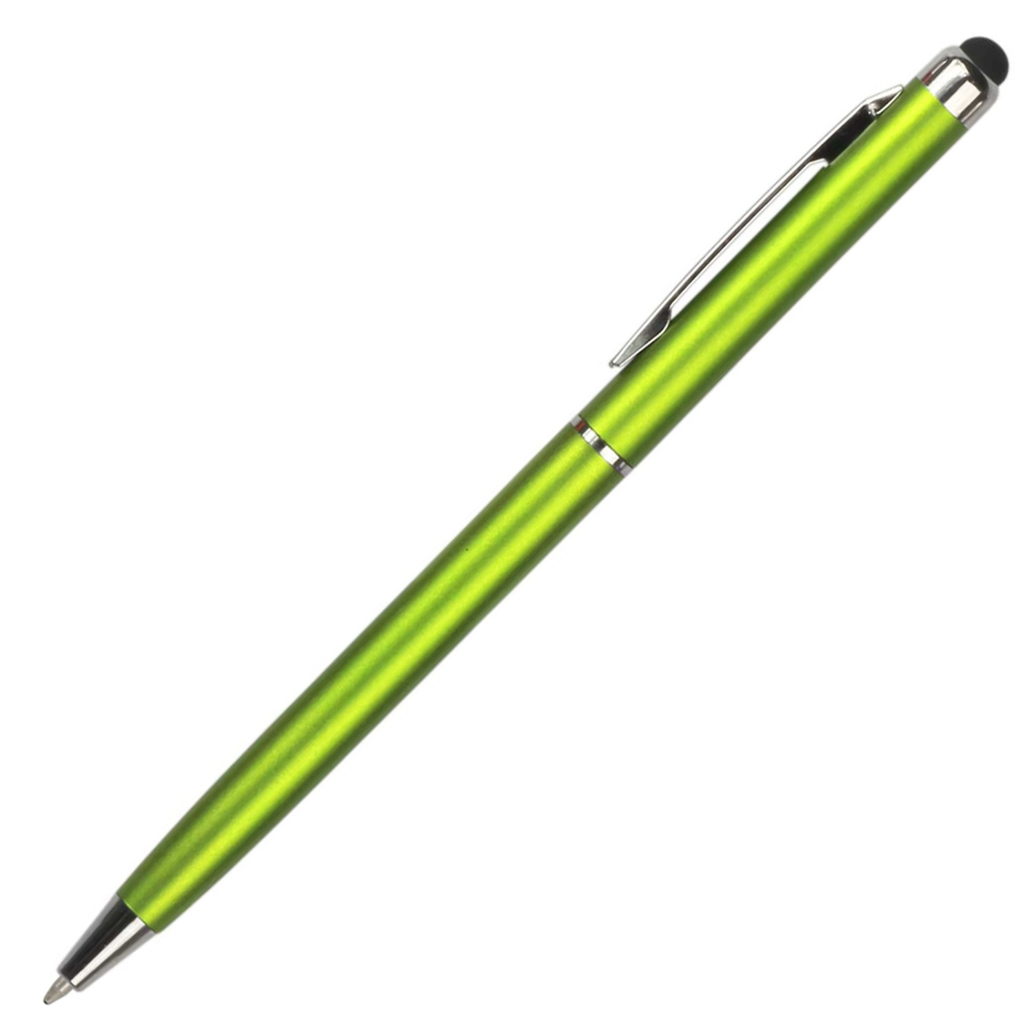 0. Foto Kugelschreiber Touchpen FLOO mit Druck 1farbig Werbung Grafik bedruckt (Farbe des Kugelschreibers: limette metallic)