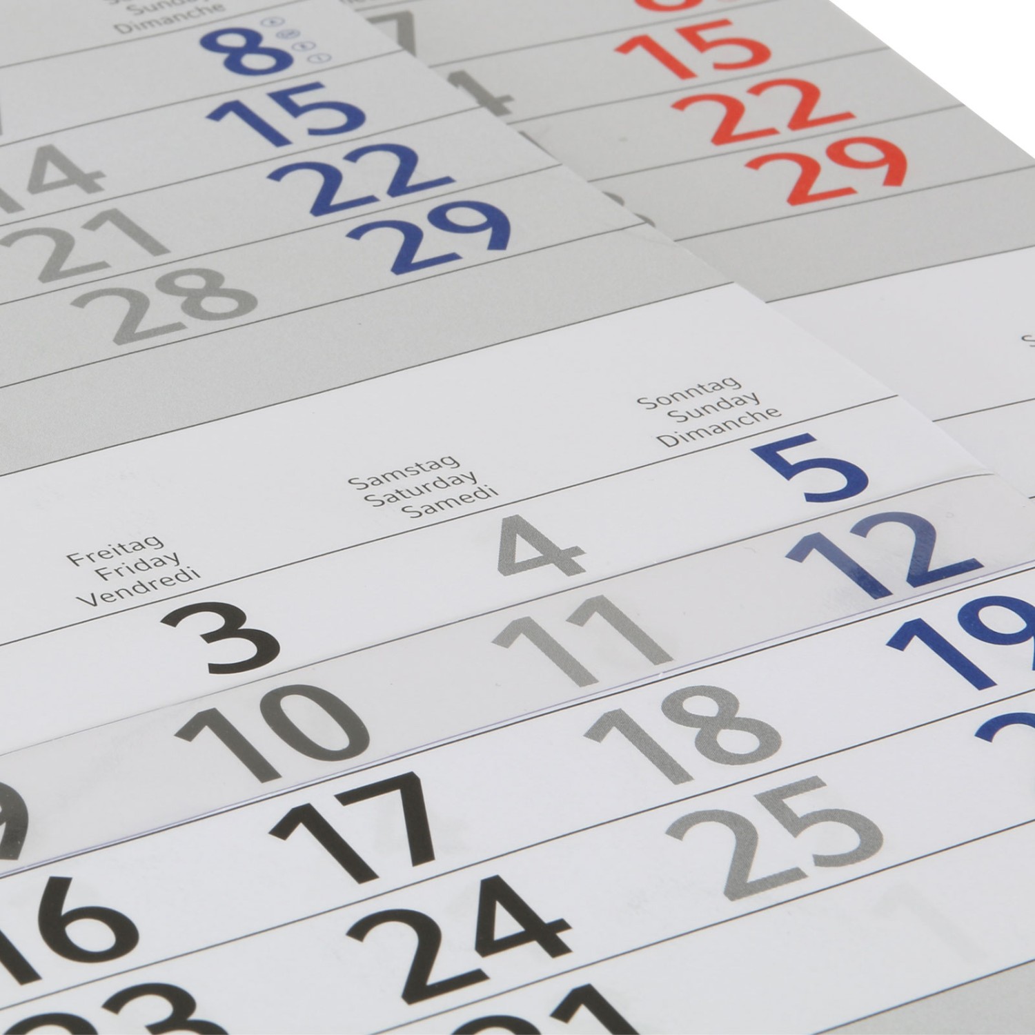 1. Foto 4 Monats Kalender mit Druck Firmeneindruck Logo Bürokalender (Grundfarbe Kalendarium: blau Größe der Kopflasche: 30 x 13,5 cm)