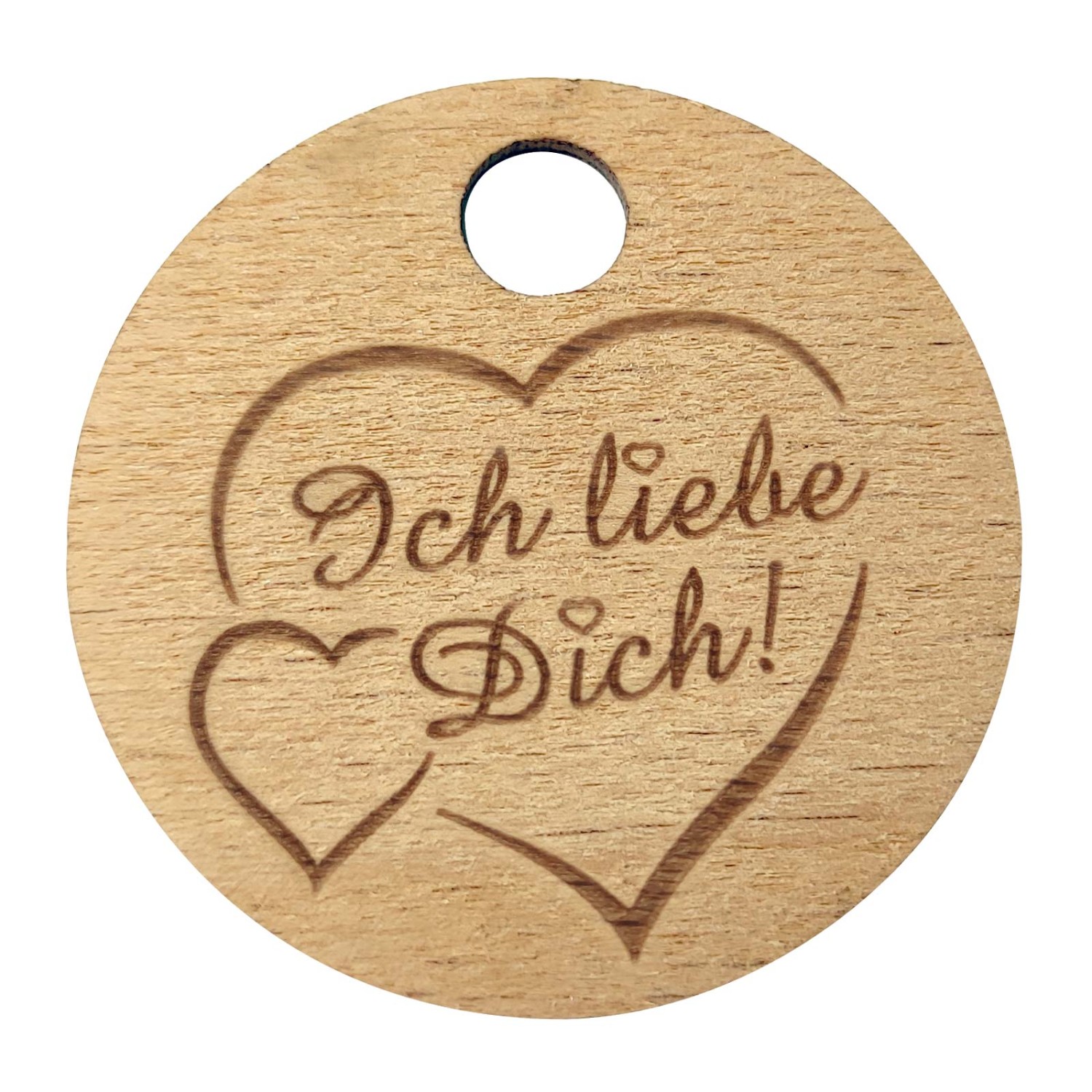 4. Foto Pfandmarke SINÖWE Holz 40 mm Geschenkanhänger Schild mit Gravur