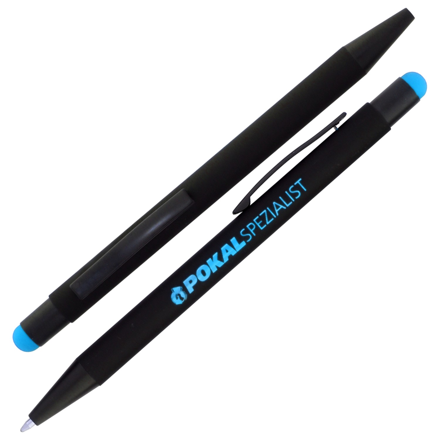 0. Foto Kugelschreiber NIRO Touchpen mit Gravur Logo Namen (Touchpen Kappe und Gravurfarbe: blau)