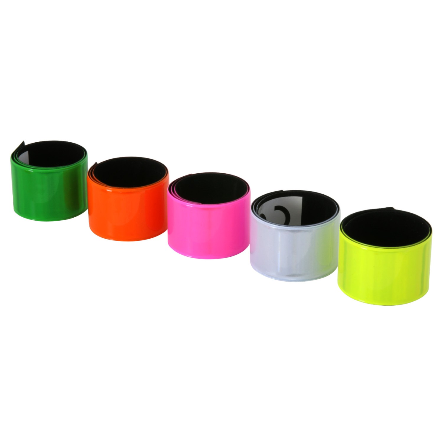 2. Foto Schnapparmband BONDO Reflektor Schnappband mit Druck (Bandfarbe: gelb)