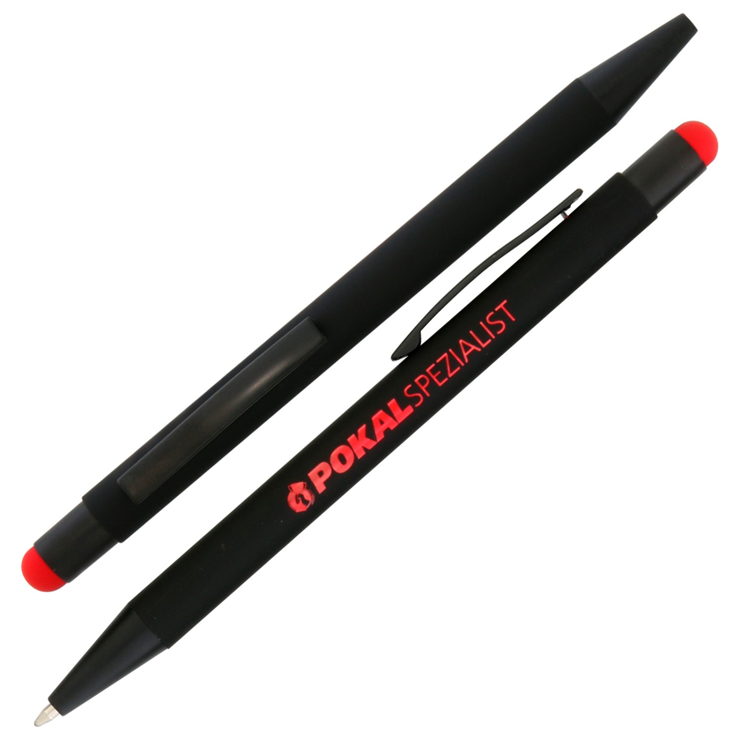 0. Foto Kugelschreiber NIRO Touchpen mit Gravur Logo Namen (Touchpen Kappe und Gravurfarbe: rot)