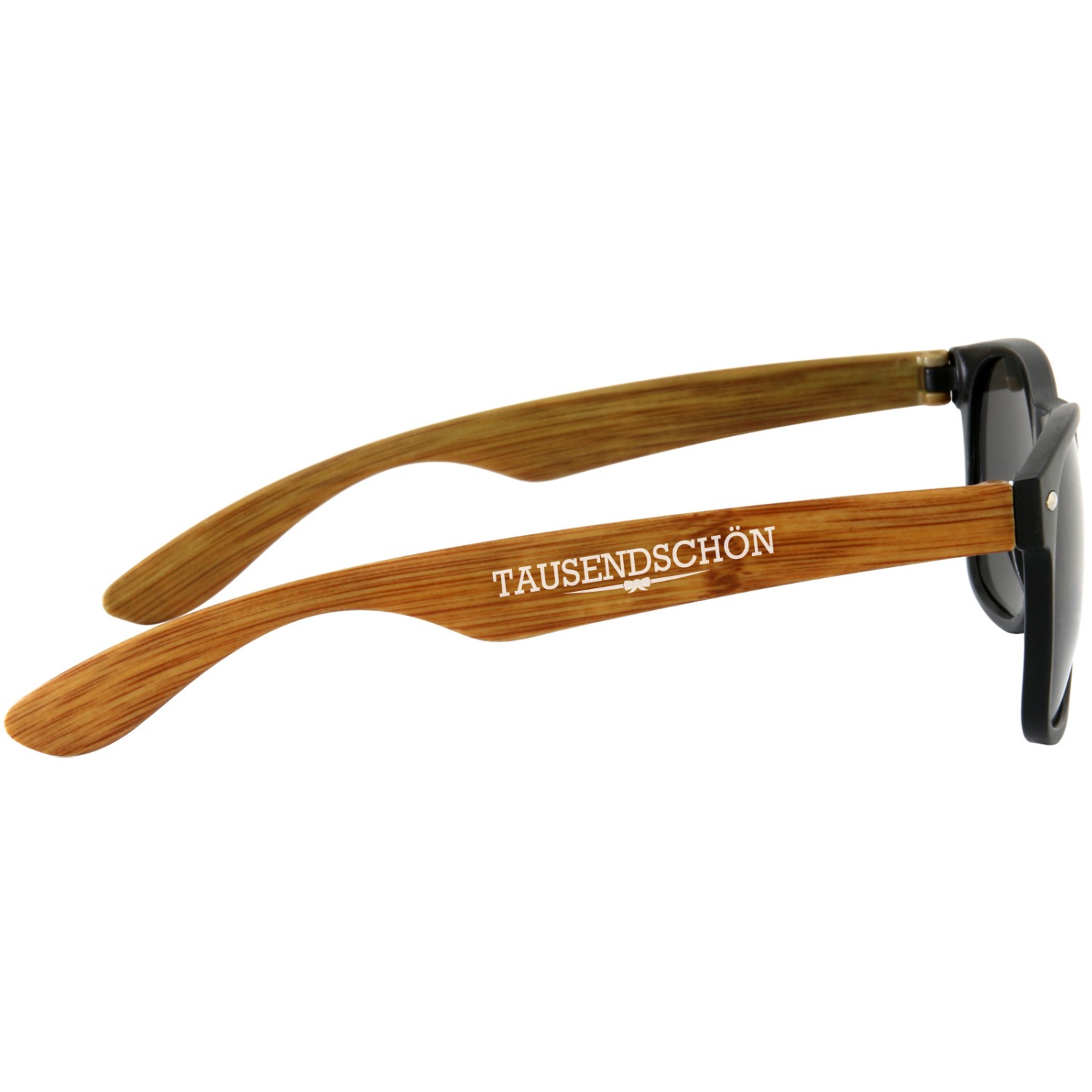 1. Foto Sonnenbrille BAMBOO bedruckt mit Druck Werbung Logo 1-farbig