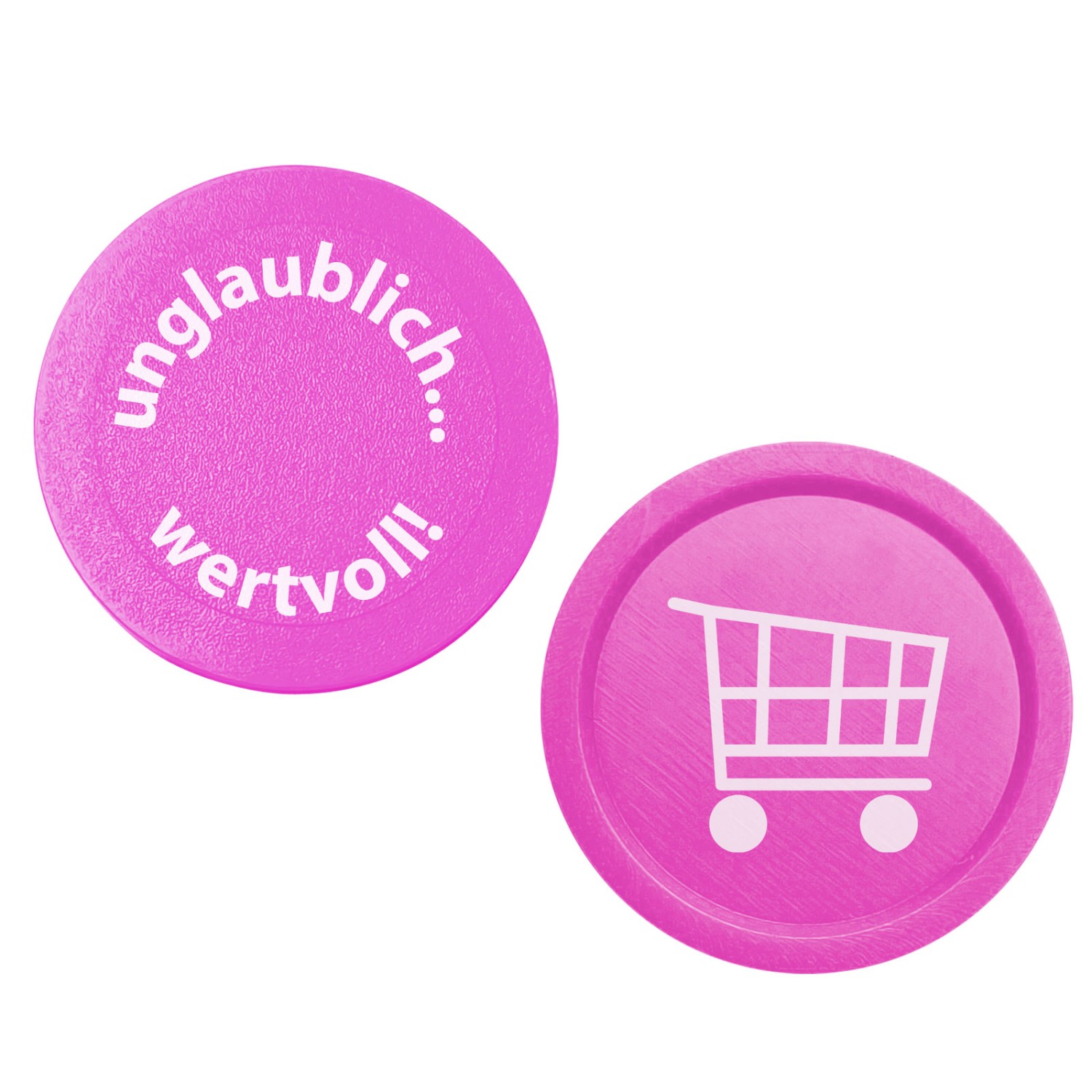 0. Foto Einkaufswagenchips Einkaufschip einfarbig Druck mit Logo Werbung (Chipfarbe: pink)