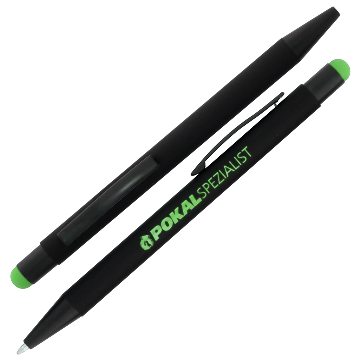 0. Foto Kugelschreiber NIRO Touchpen mit Gravur Logo Namen (Touchpen Kappe und Gravurfarbe: grün)