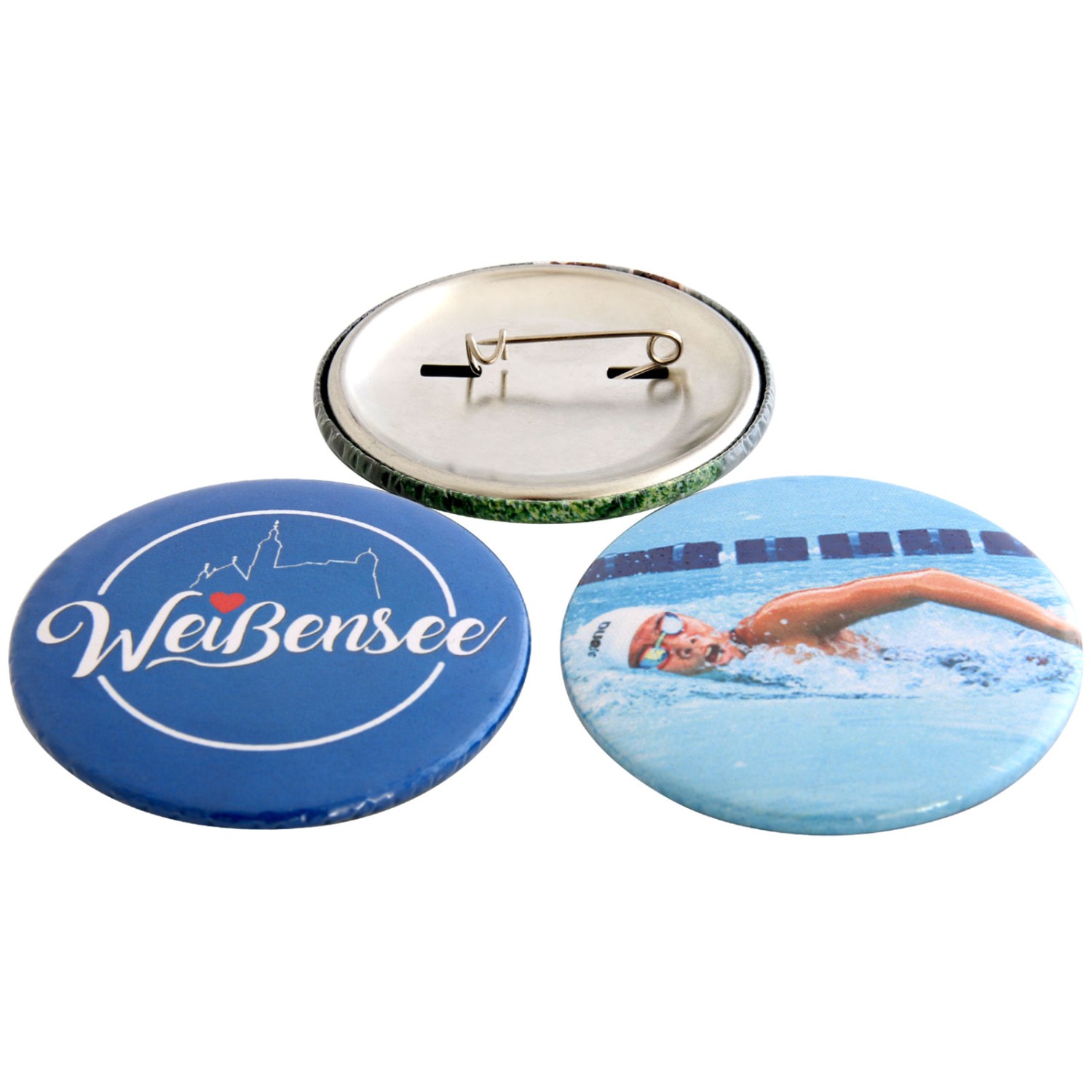 0. Foto Buttons mit Nadel bedrucken 56 mm rund Button Druck Logo