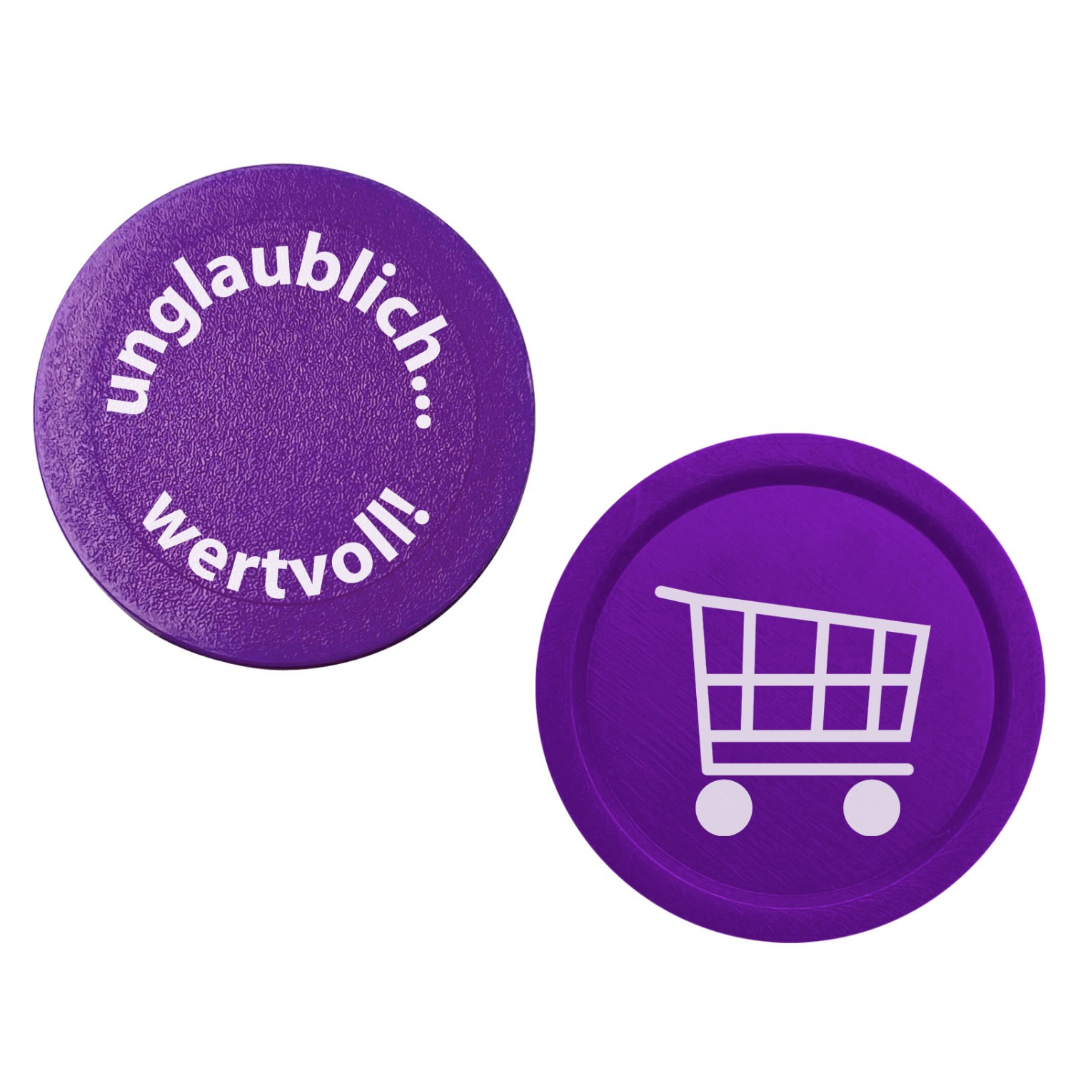 0. Foto Einkaufswagenchips Einkaufschip einfarbig Druck mit Logo Werbung (Chipfarbe: violett)